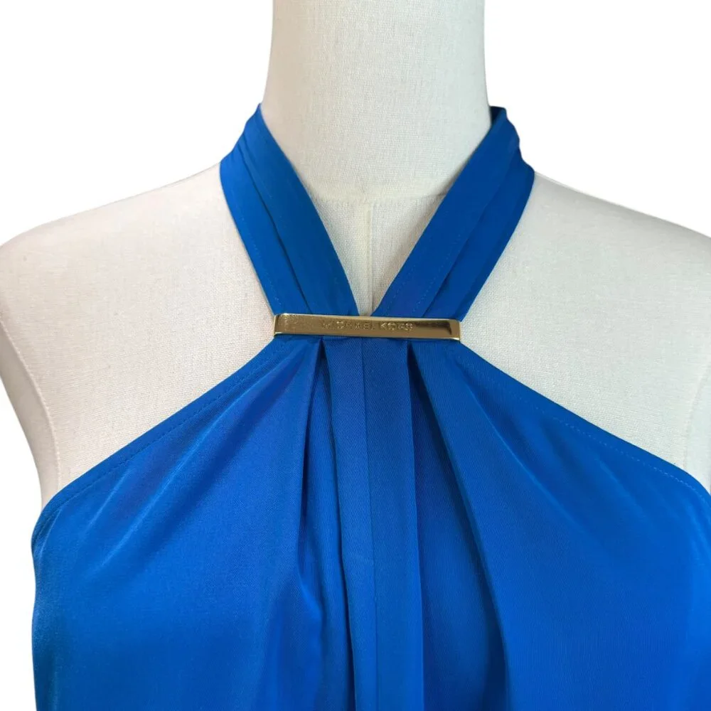 Michael Kors Metal Trim Halter Top rich blue color.  Size:XS